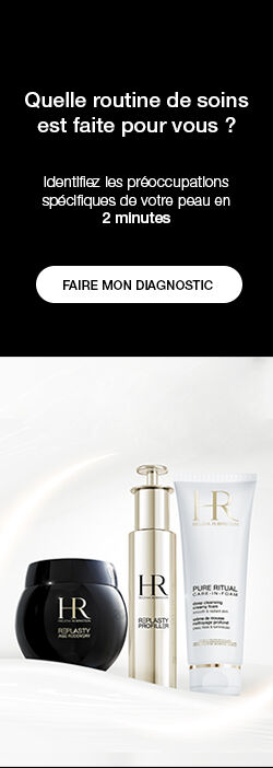 Image de produits de soin de la peau avec un appel a action pour identifier les preoccupations cutanees en 2 minutes.